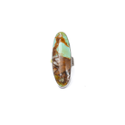 Women's Handmade Turquoise and Brown Long Oval Ring 