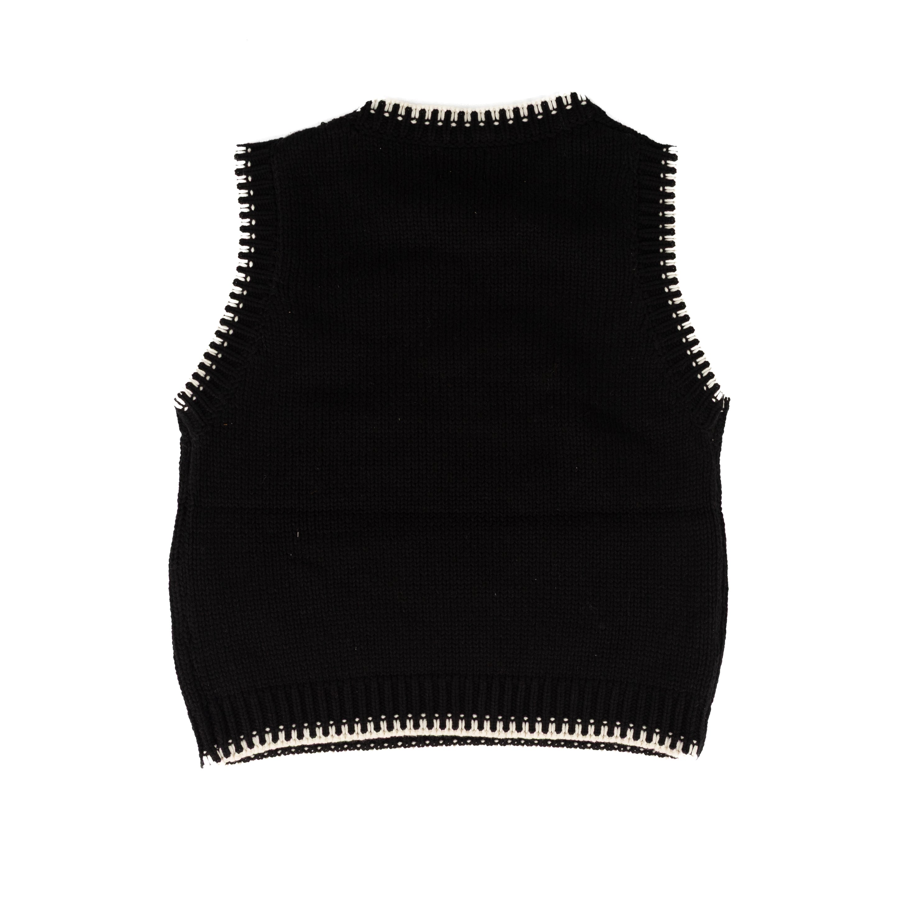 Turquoise Haven Women's Black and Cream Sleeveless Sweater Vest 