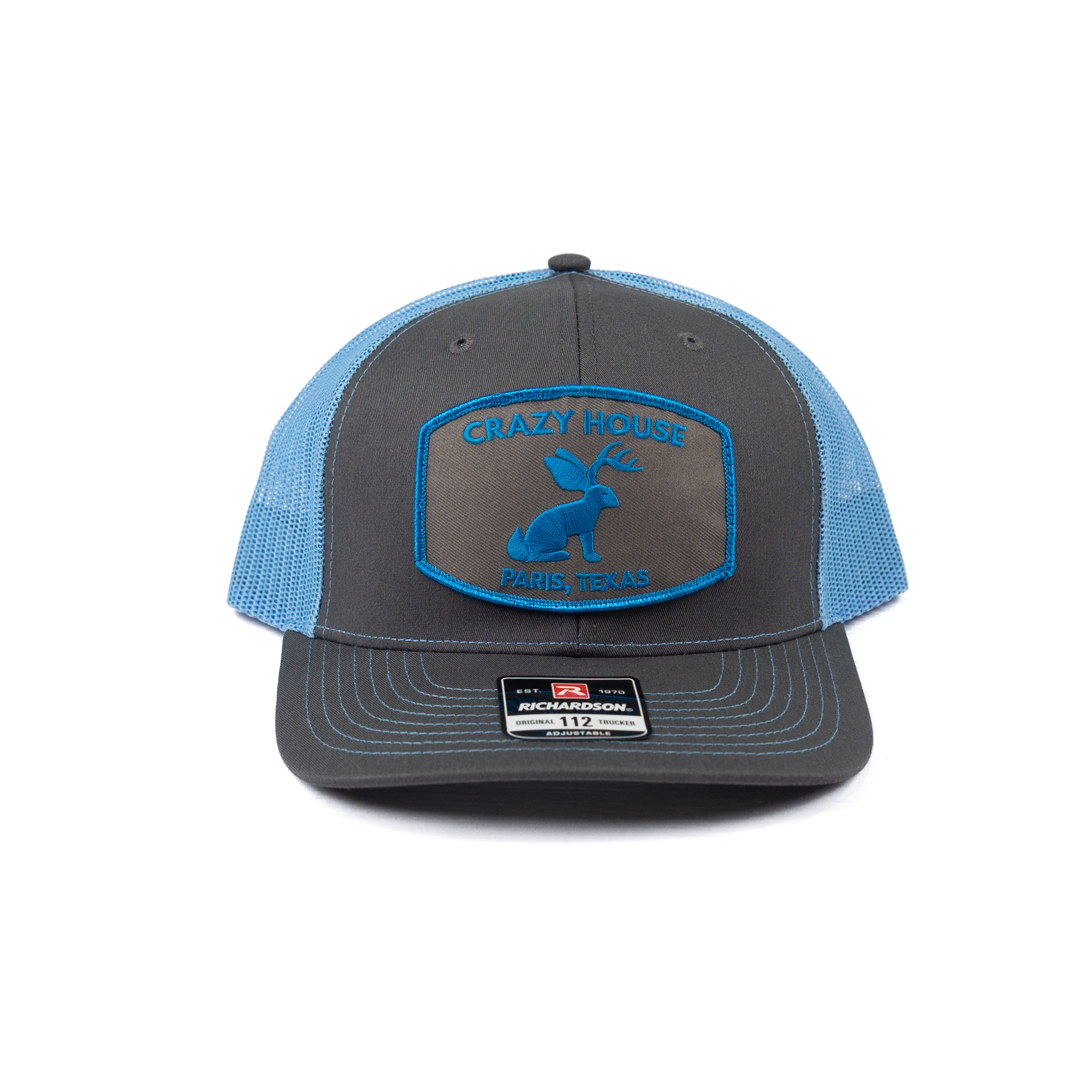 Crazy House Gray and Blue Cap with Jackalope Patch