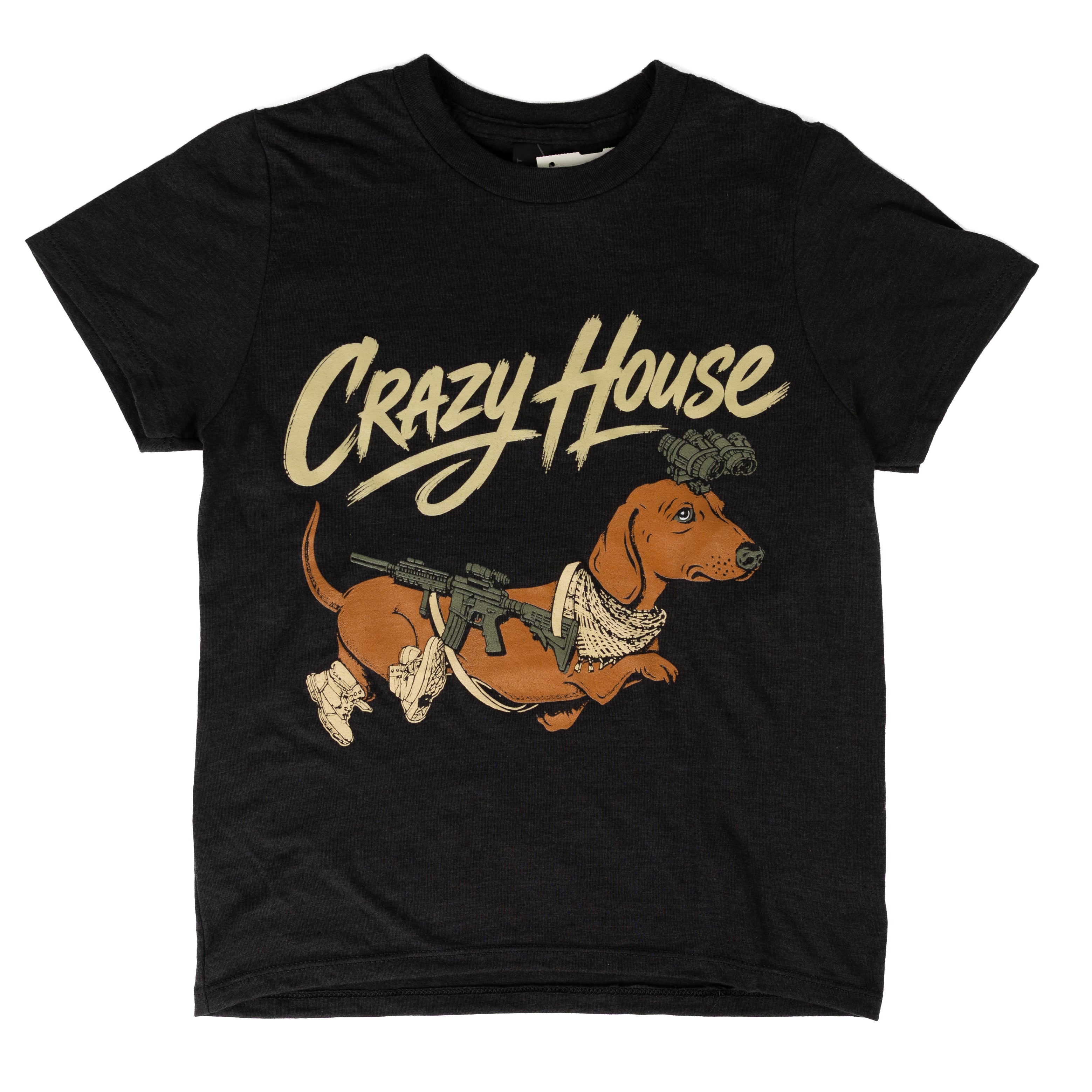 Youth Crazy House Short Sleeve Dachshund T-shirt 