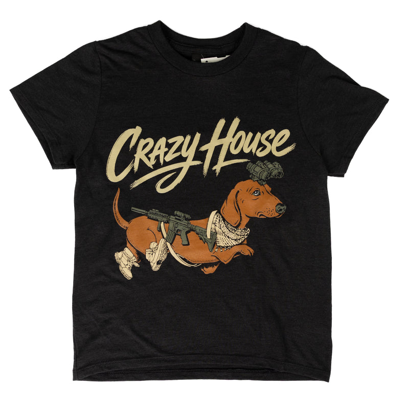 Youth Crazy House Short Sleeve Dachshund T-shirt 