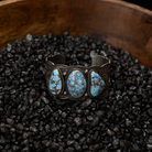 Women's Sunwest Handmade Silver and Golden Hills Turquoise Thick Cuff