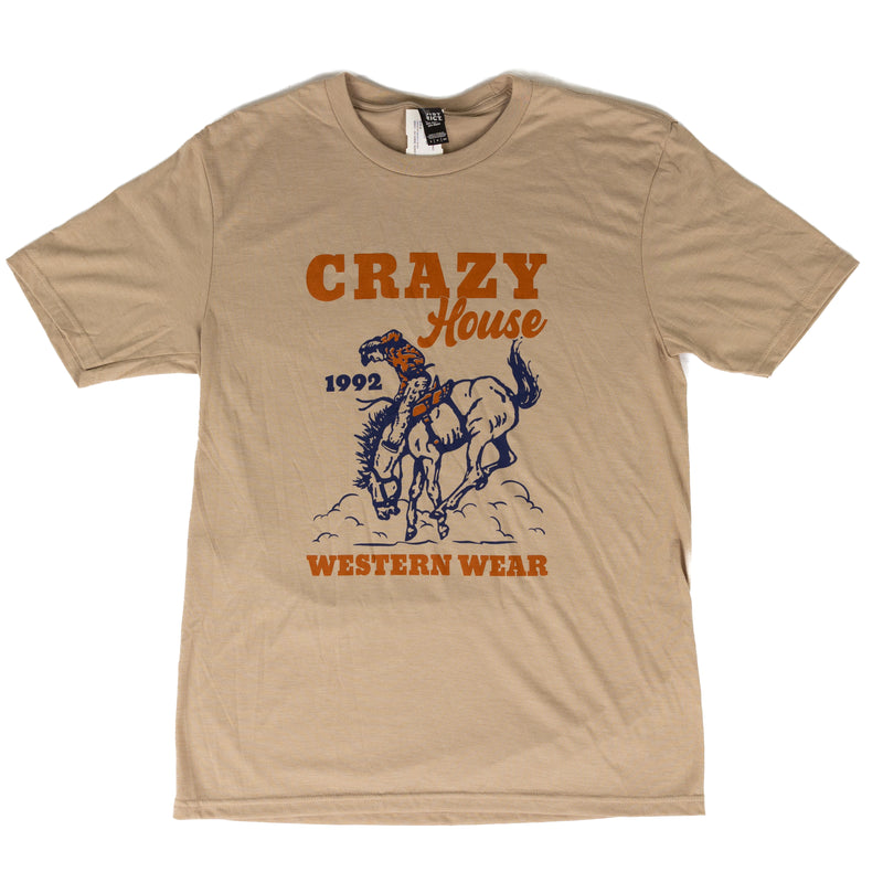 Crazy House Tan Short Sleeve Bronc Rider T-shirt 
