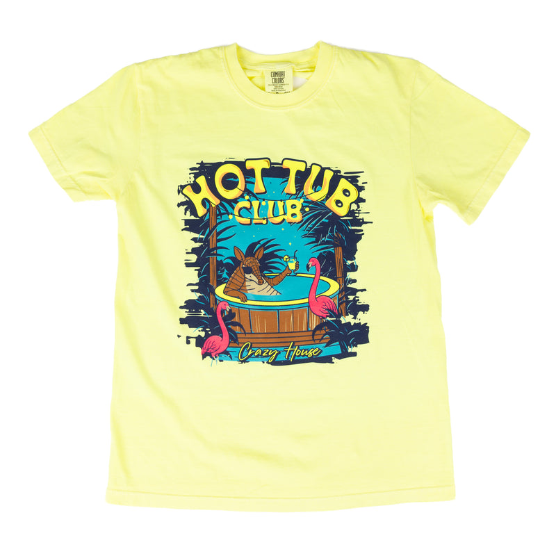 Crazy House Women's Neon Yellow "Hot Tub Club" T-shirt 
