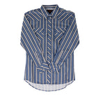 Rock and Roll Men's Long Sleeve Blue Striped Snap Shirt BMN2S09435