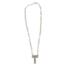 Women's Rhoda Silver Oxidized Ball Letter Necklace T3210