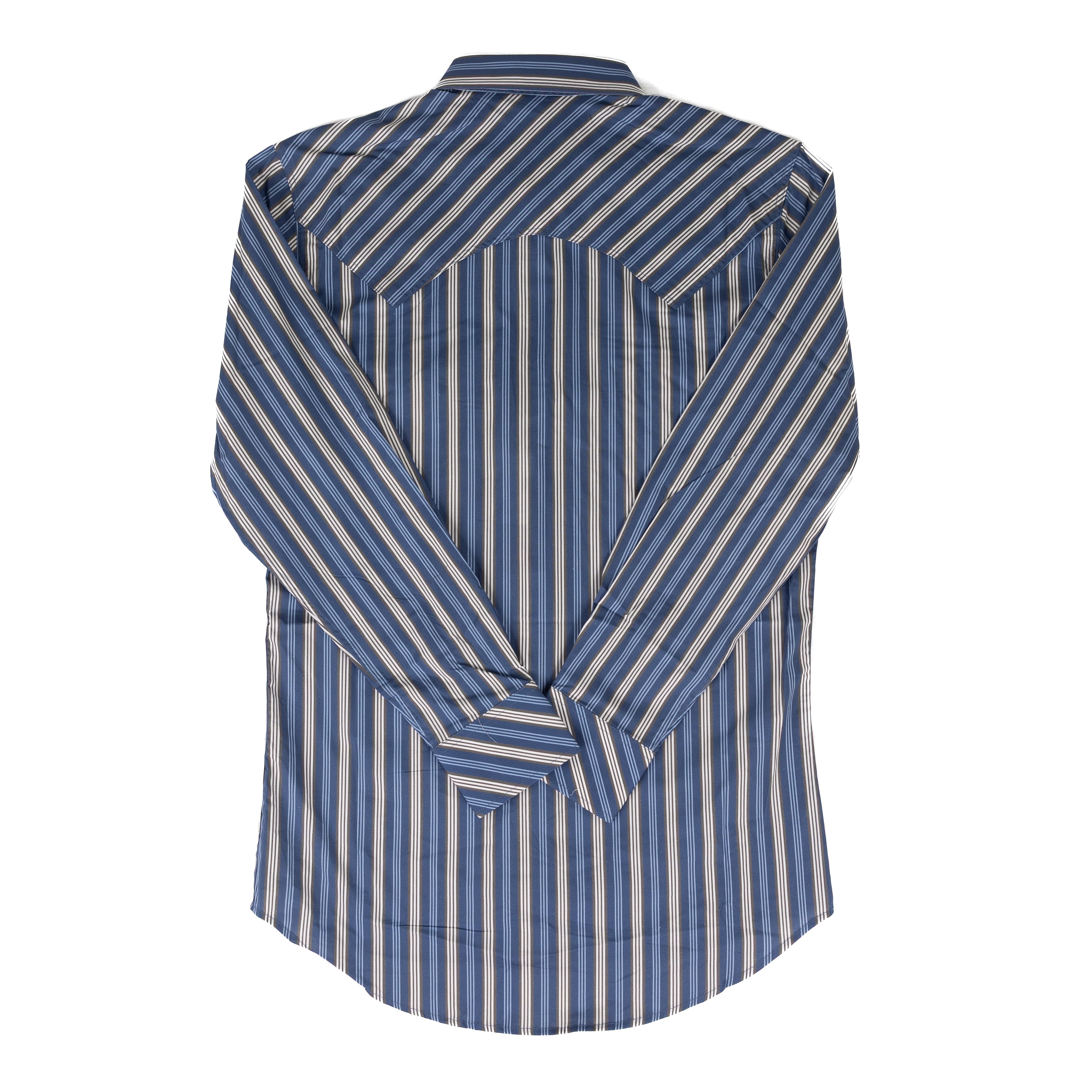 Rock and Roll Men's Long Sleeve Blue Striped Snap Shirt BMN2S09435