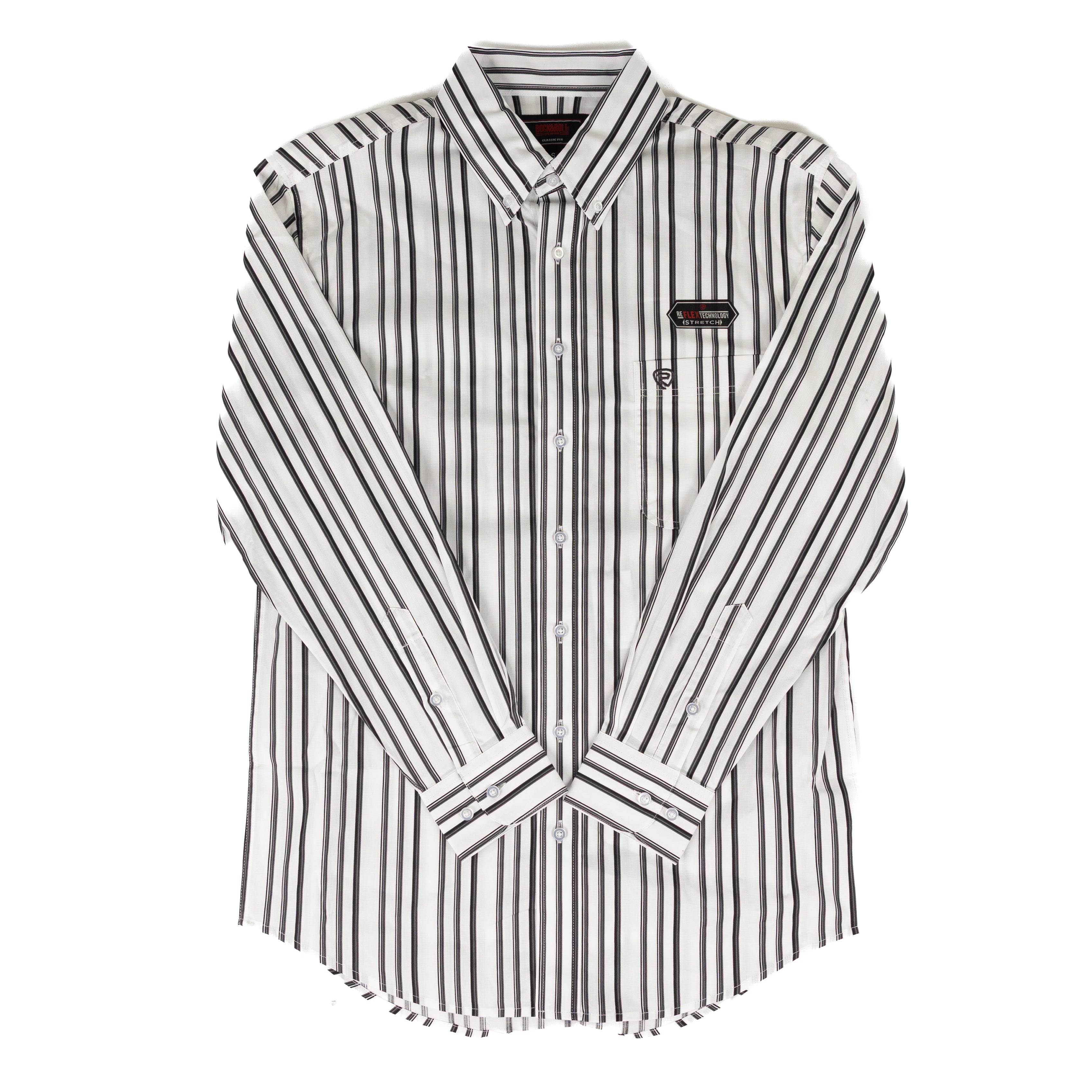 Rock and Roll Men's Gray Striped Long Sleeve Button Up BMB2S09423