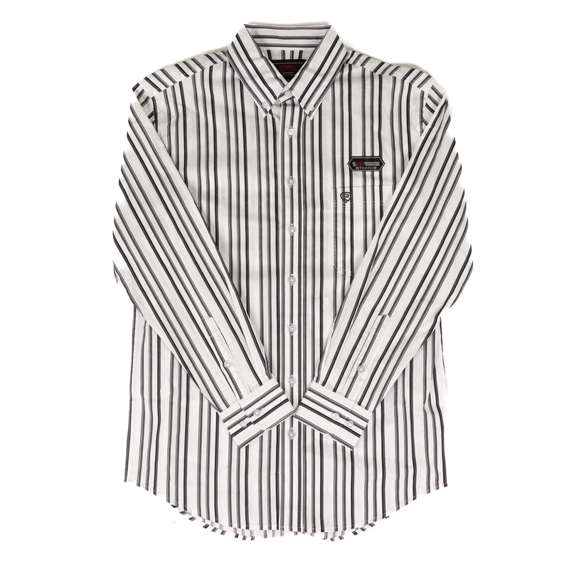 Rock and Roll Men's Gray Striped Long Sleeve Button Up BMB2S09423