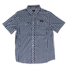 Rock and Roll Men's Short Sleeve Blue Striped Tek Snap Shirt BMN3S09454