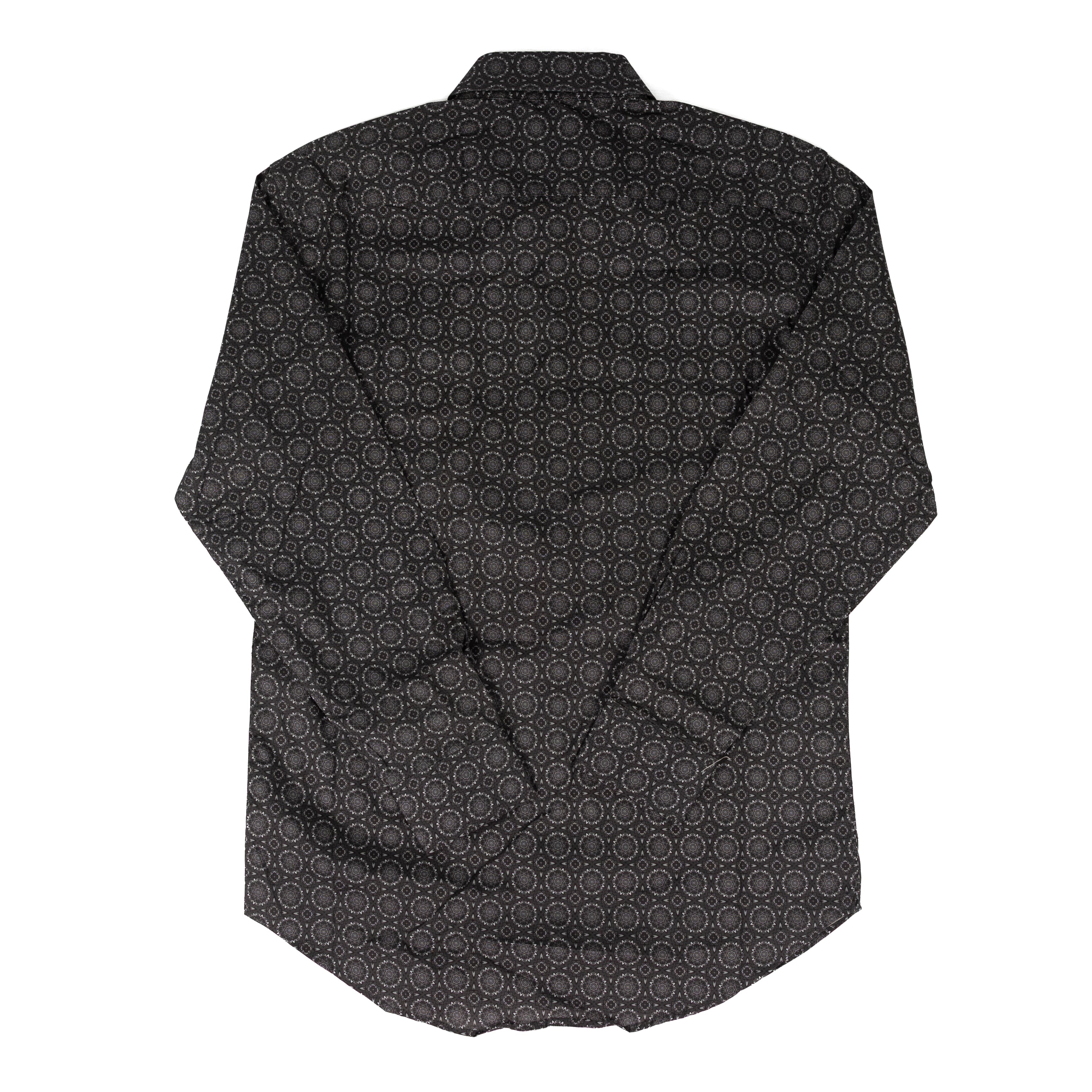 Rock and Roll Men's Long Sleeve Charcoal Medallion Printed Button Up BMB2S09422