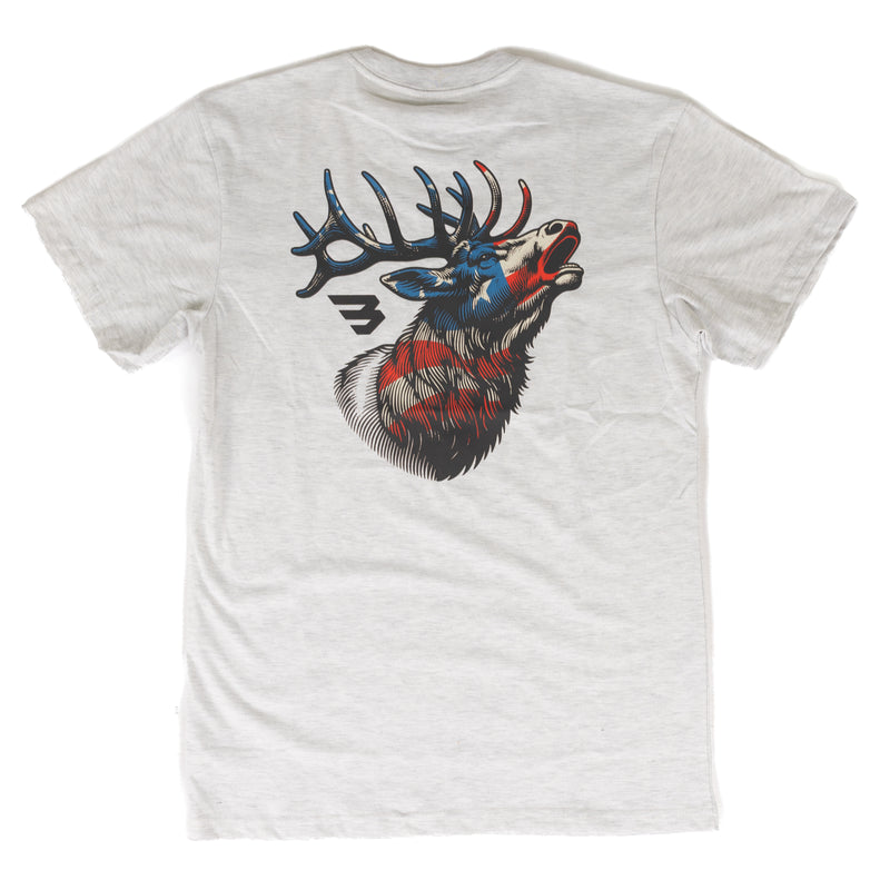 Burlebo Men's Ash Gray American Elk Short Sleeve Tee SST-AMELK-AG