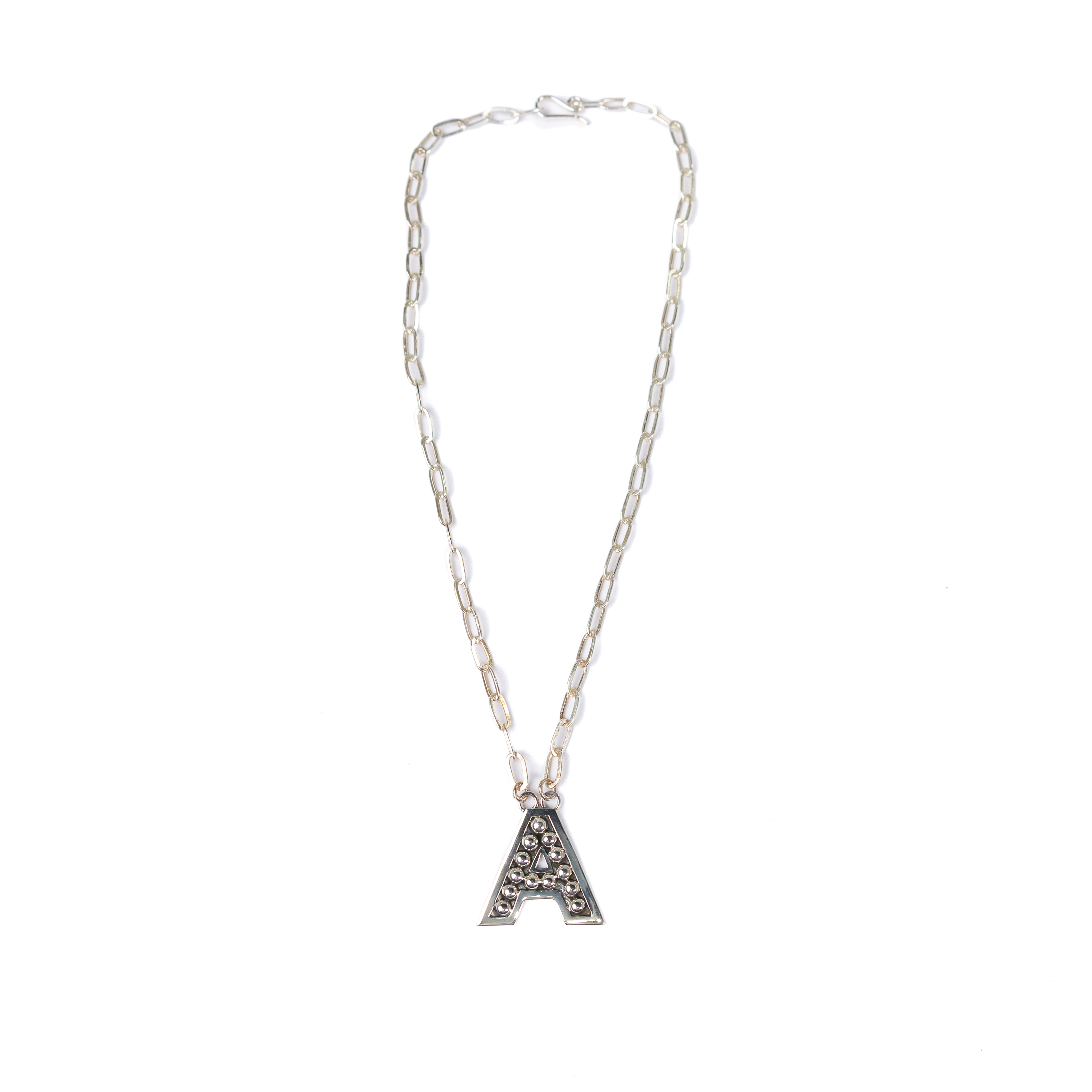 Women's Rhoda Silver Oxidized Ball Letter Necklace T3210