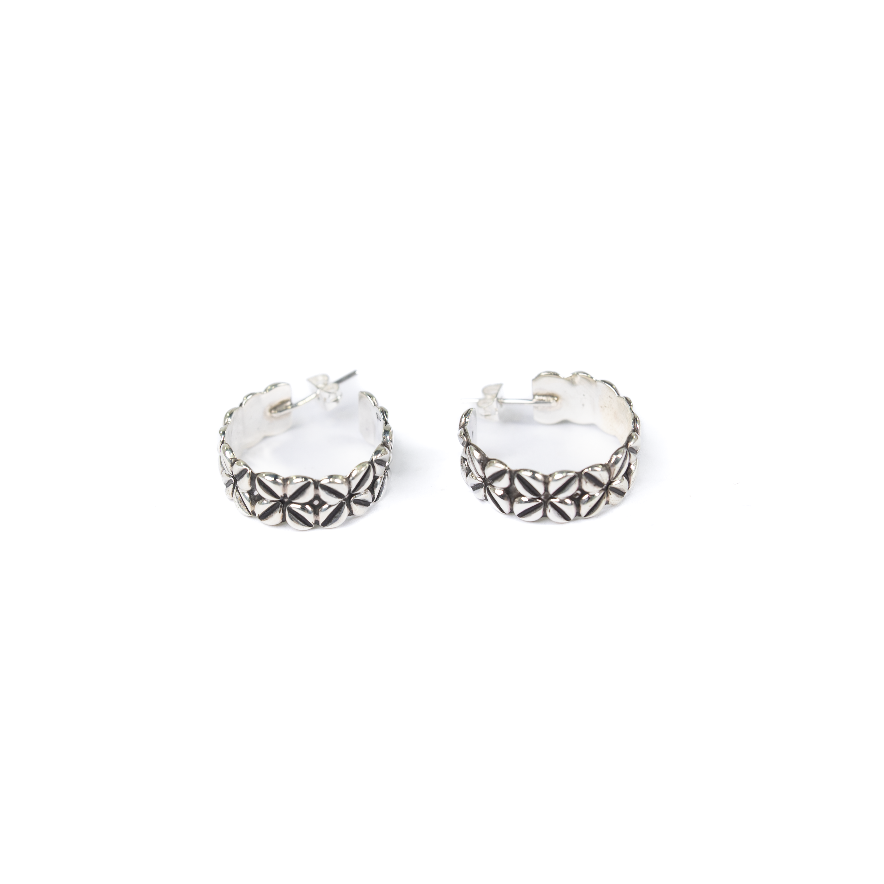 Women's Rhoda Silver Leaf Coffee Bean Post Hoop Earrings 
