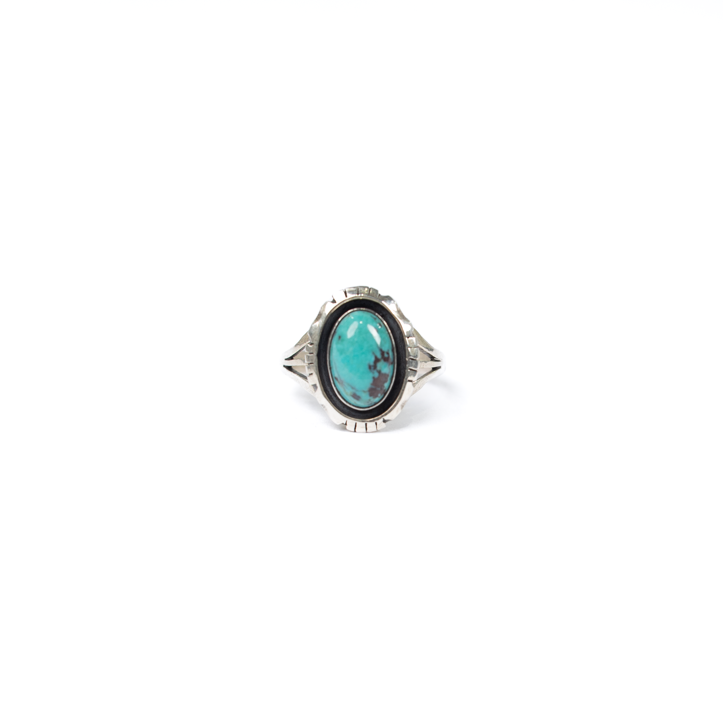 Women's Gallup Handmade Silver and Turquoise Ring with Black Inlay 