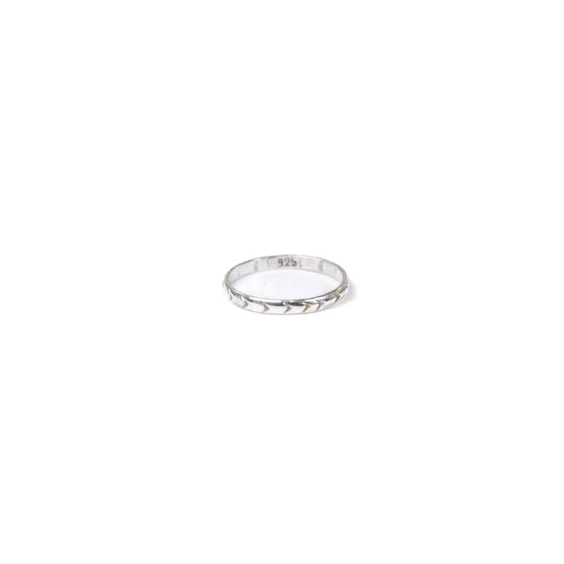 Women's Rhoda Handmade Silver V Cut Stacker Ring T5327