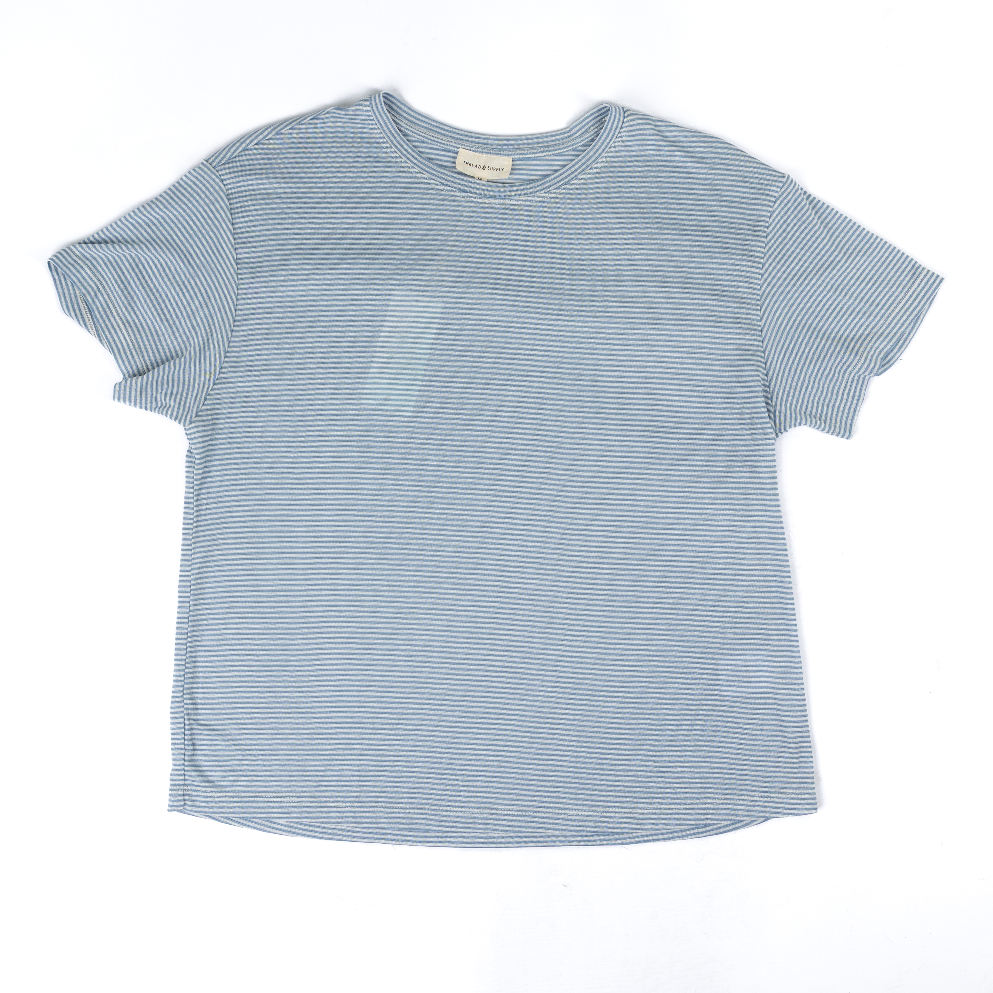 Women's Thread & Supply Blue and Ivory Striped Short Sleeve T-shirt T5514LWJTS