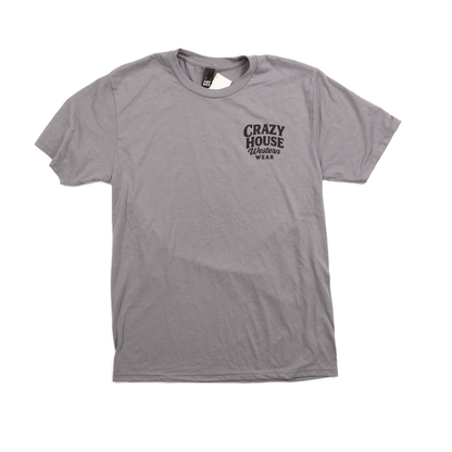 Crazy House Storm Cloud Gray Script T-shirt
