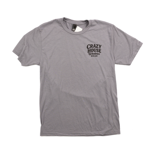 Crazy House Storm Cloud Gray Script T-shirt