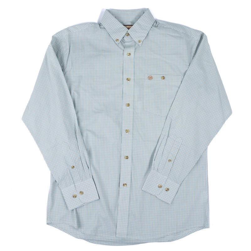 Men's Wrangler Blue and Brown Plaid Long Sleeve Button Up Shirt 112374544