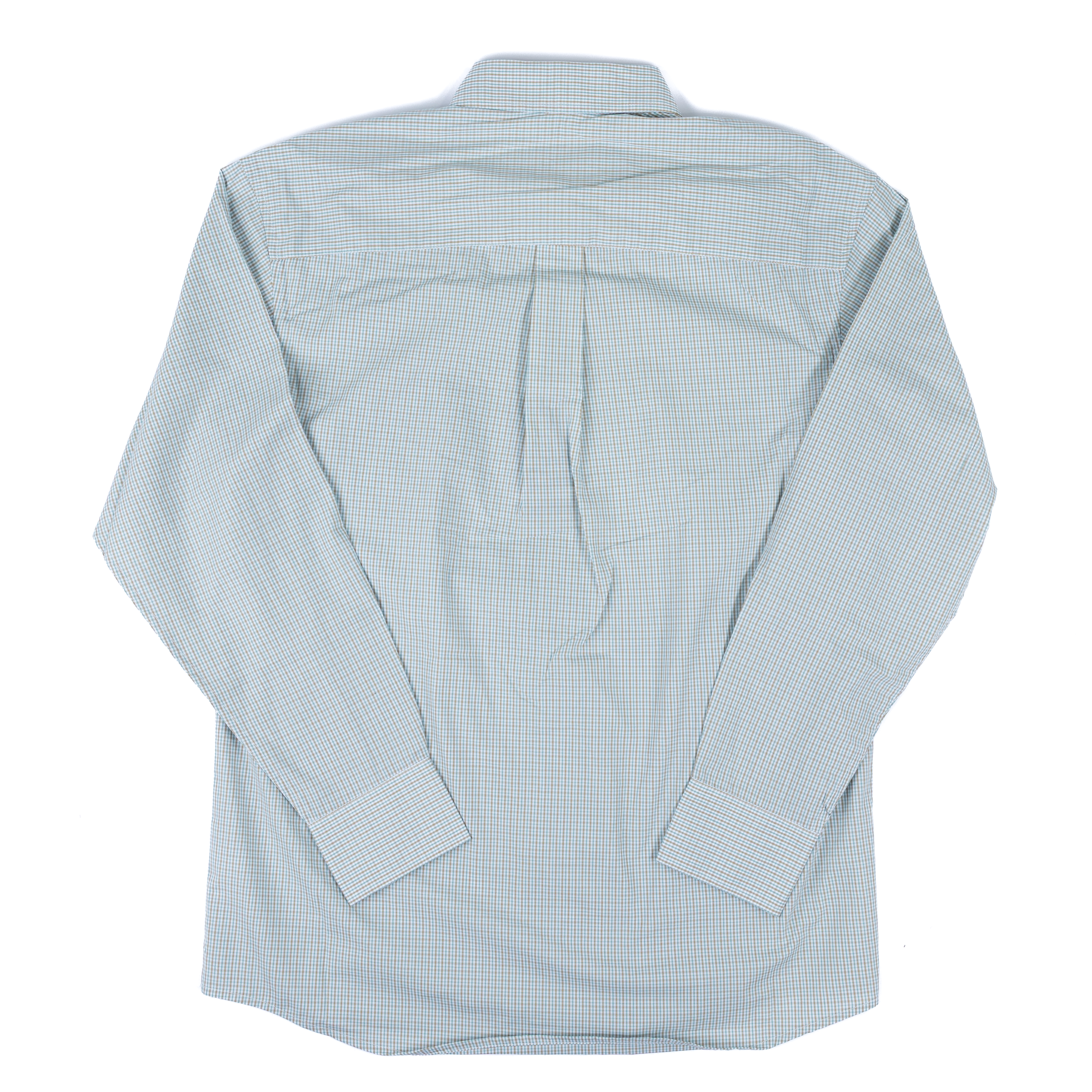 Men's Wrangler Blue and Brown Plaid Long Sleeve Button Up Shirt 112374544