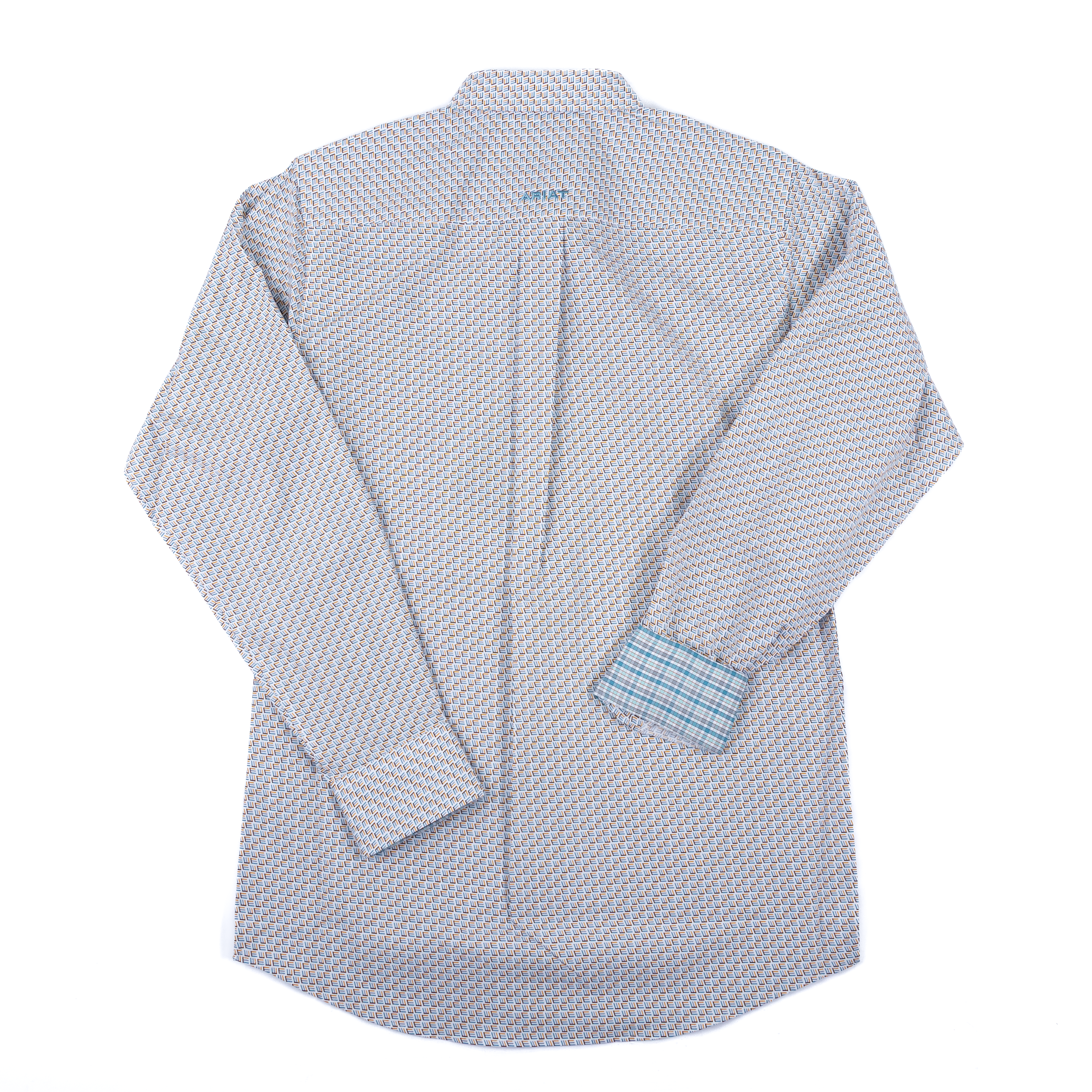 Men's Ariat Wrinkle Free Coleson Fitted White Print Long Sleeve Shirt 10071744