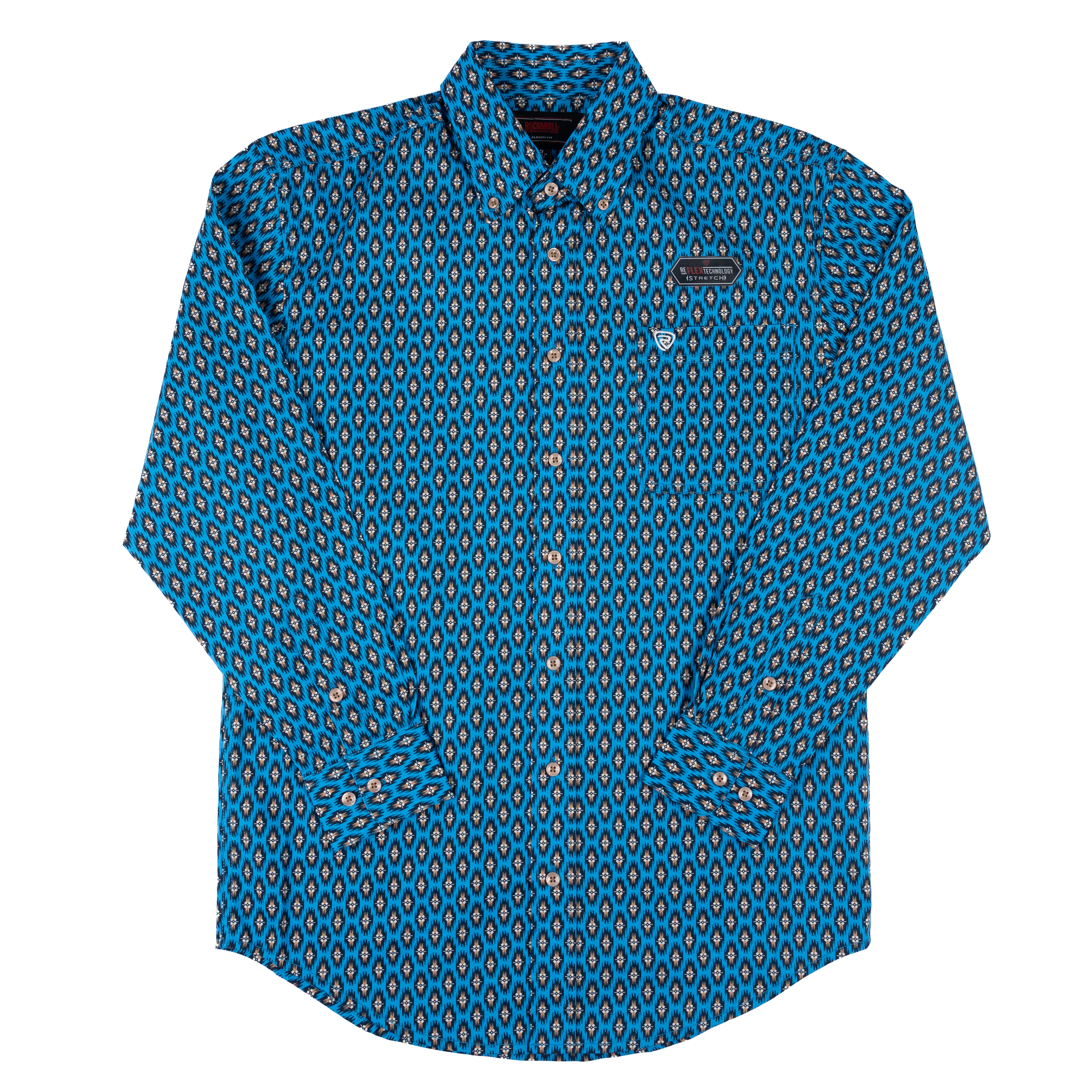 Men's Rock and Roll Denim Classic Fit Blue Button Down Shirt BMB2S07645