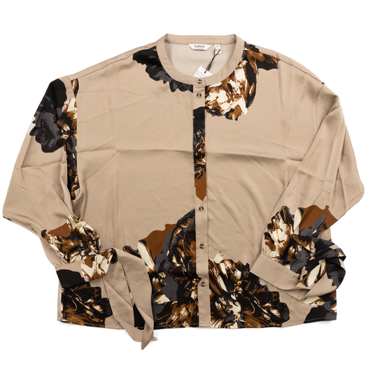 Women's B.Young Brown Colorblock Button Up Bow Blouse