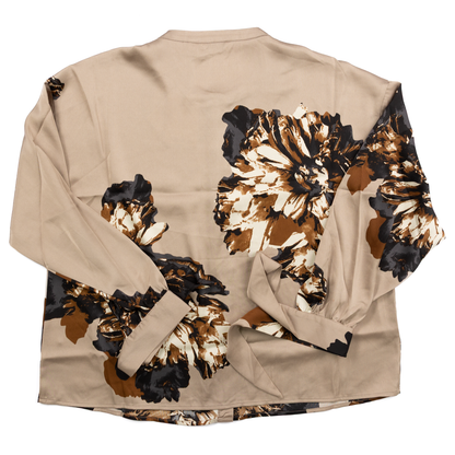 Women's B.Young Brown Colorblock Button Up Bow Blouse
