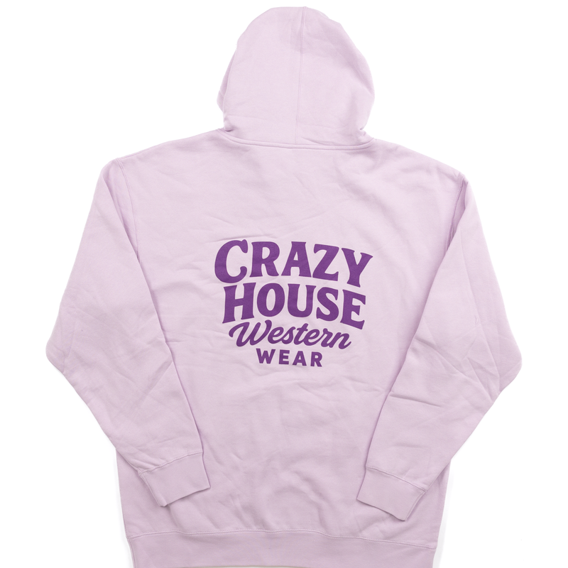 Crazy House Lavender Script Hoodie