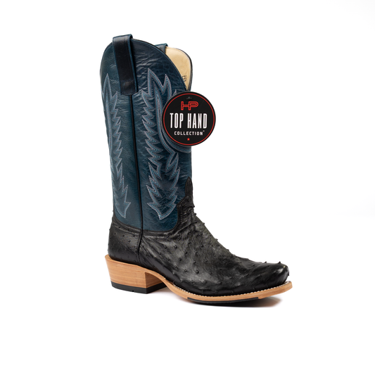 Men's Horse Power Black Full Quill Ostrich with 13" Azure New Orleans Tops HP9533