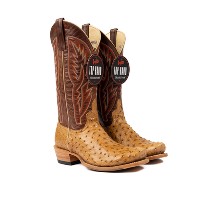 Men's Horse Power Saddle Full Quill Ostrich with 13" Whiskey Vaquero Tops HP9534