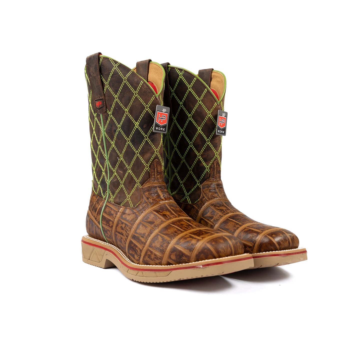 Men's Horse Power Saddle Gator Print Steel Toe Work Boots HPW2518