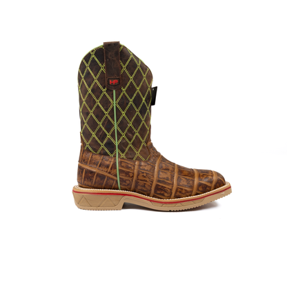 Men's Horse Power Saddle Gator Print Steel Toe Work Boots HPW2518