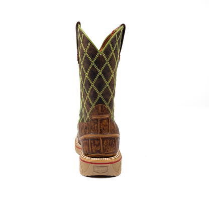 Men's Horse Power Saddle Gator Print Steel Toe Work Boots HPW2518