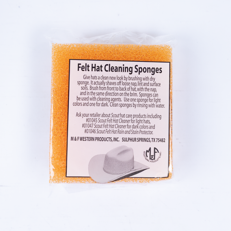 Felt hat cleaning sponge packaging with text on a white background