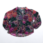 Women's Button Down Floral Velvet Jacquard Top G12058
