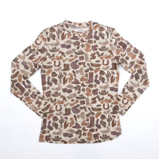 Women's Camo Long Sleeve Mesh Top