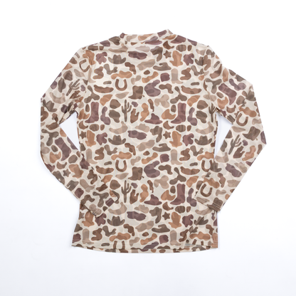 Women's Camo Long Sleeve Mesh Top