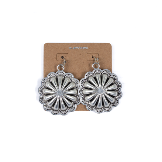 Women's Isac Silver Big Concho Hook Earrings 721992