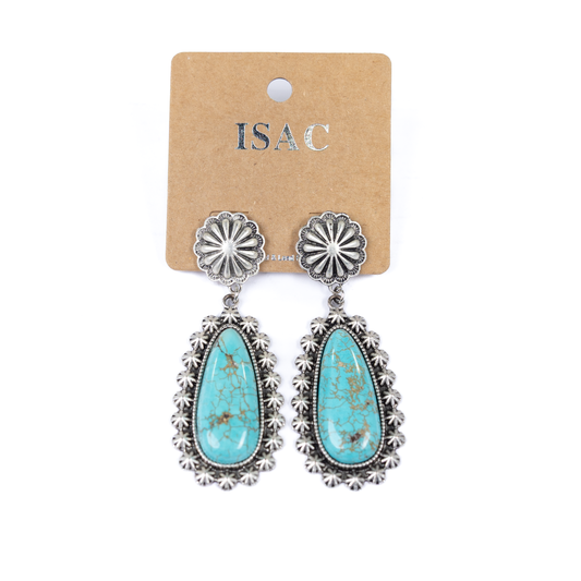 Women's Isac Concho Turquoise Post Earrings 721383