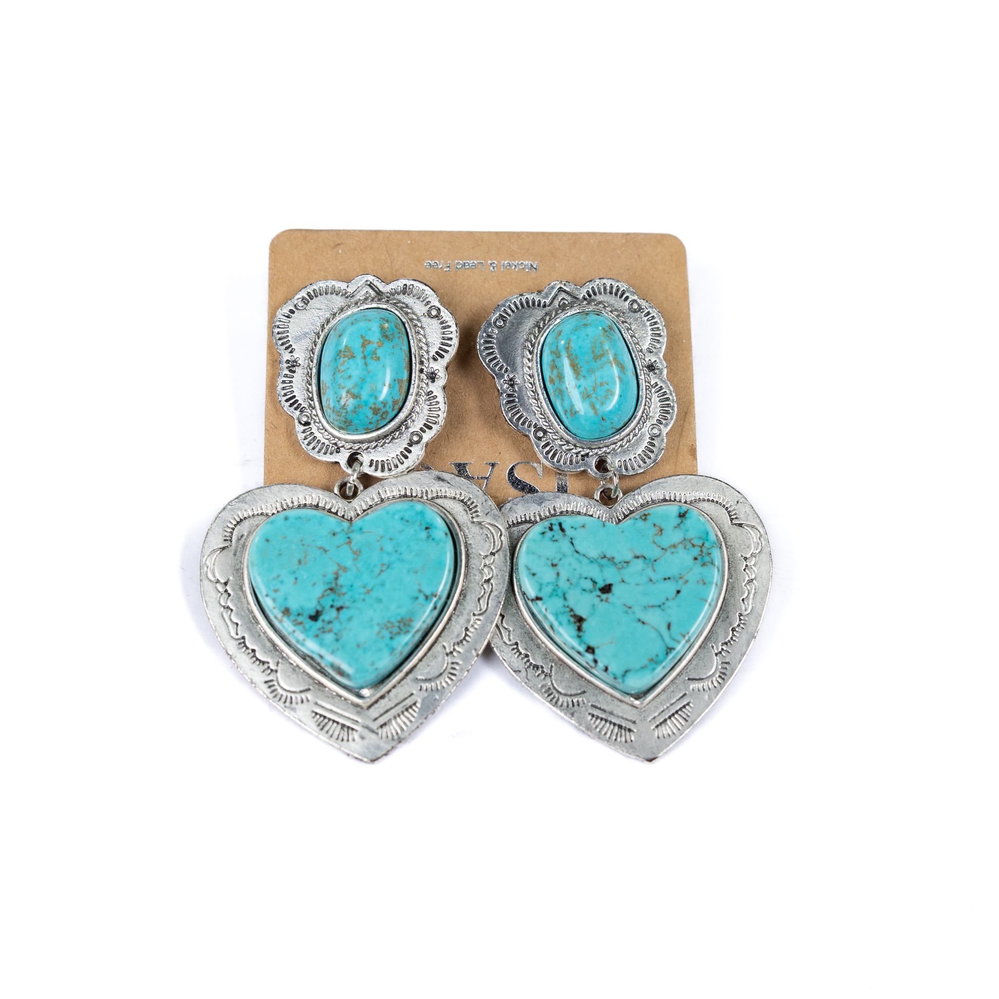 Women's Isac Flat Top Heart Turquoise Post Earrings 722716