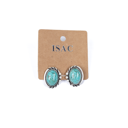 Women's Isac 1" Turquoise Oval Stud Earrings 724199