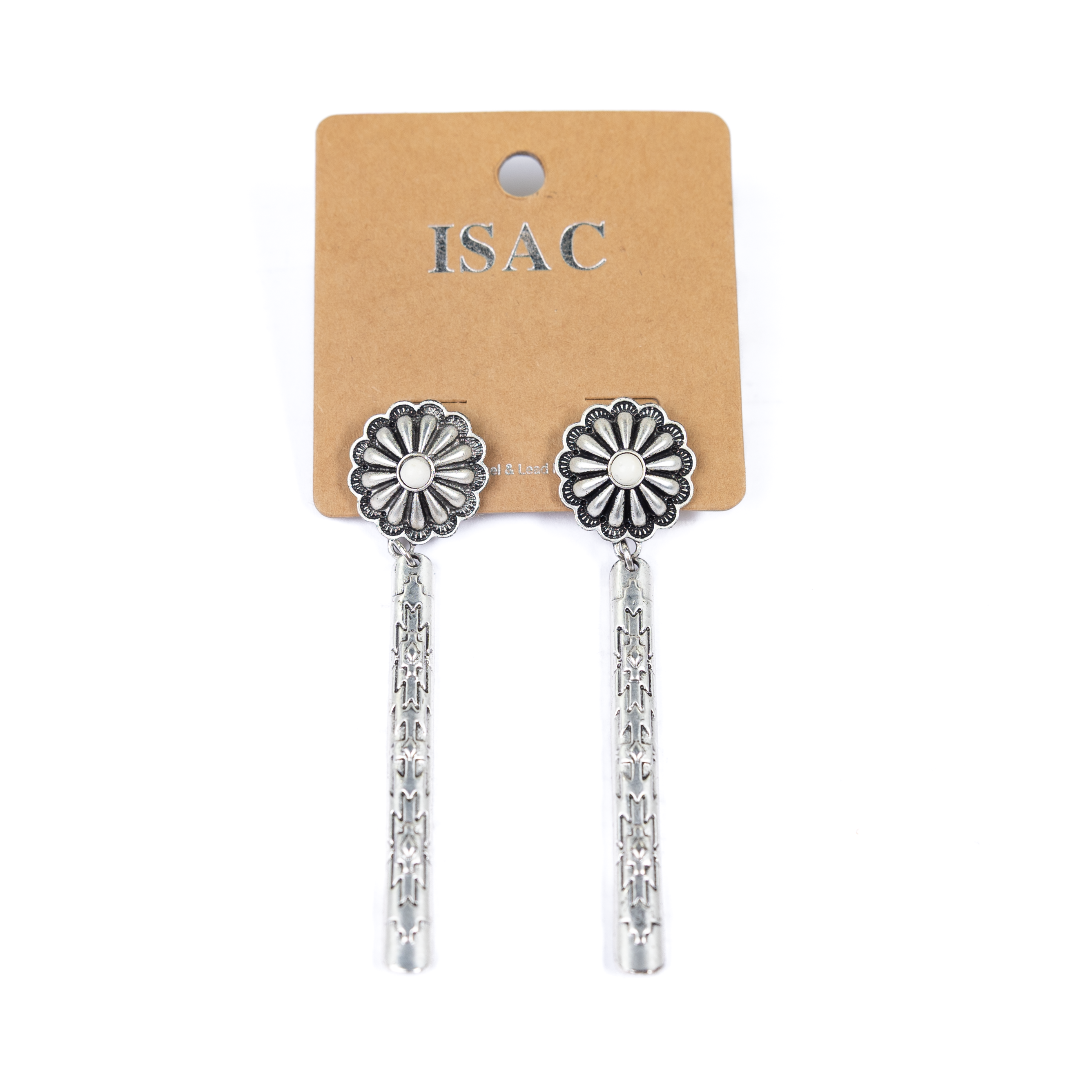 Women's Isac Narrow Aztec White Turquoise Earrings 722691