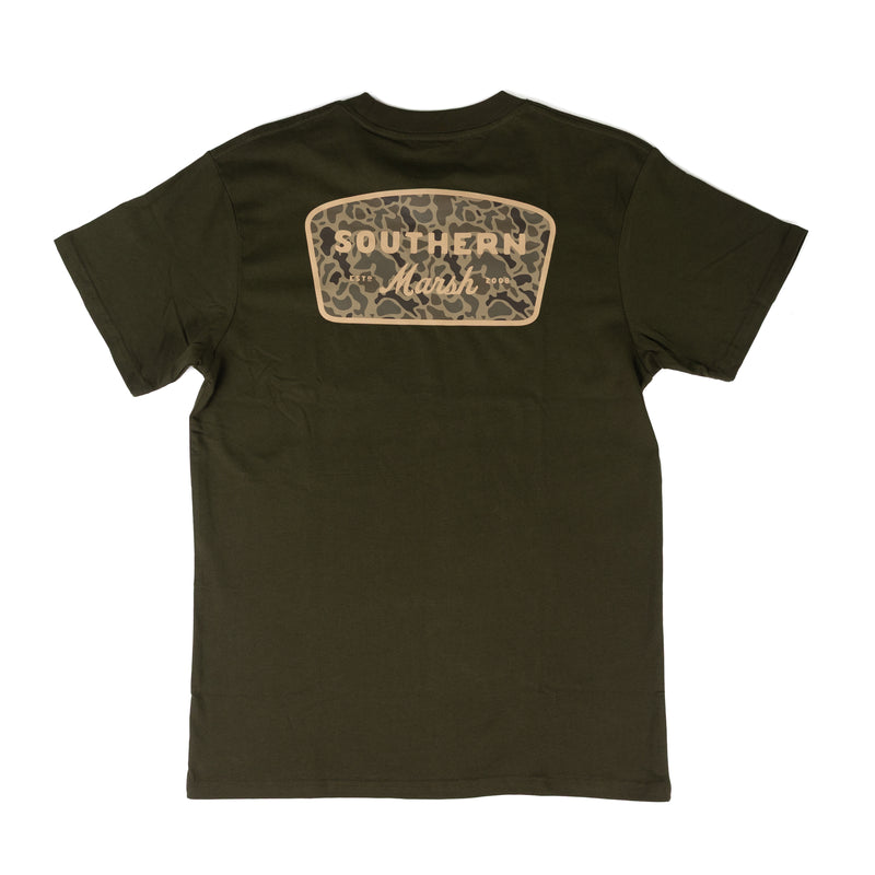 Southern Marsh Men's Dark Olive and Retro Camo T-shirt ACMB-DLV