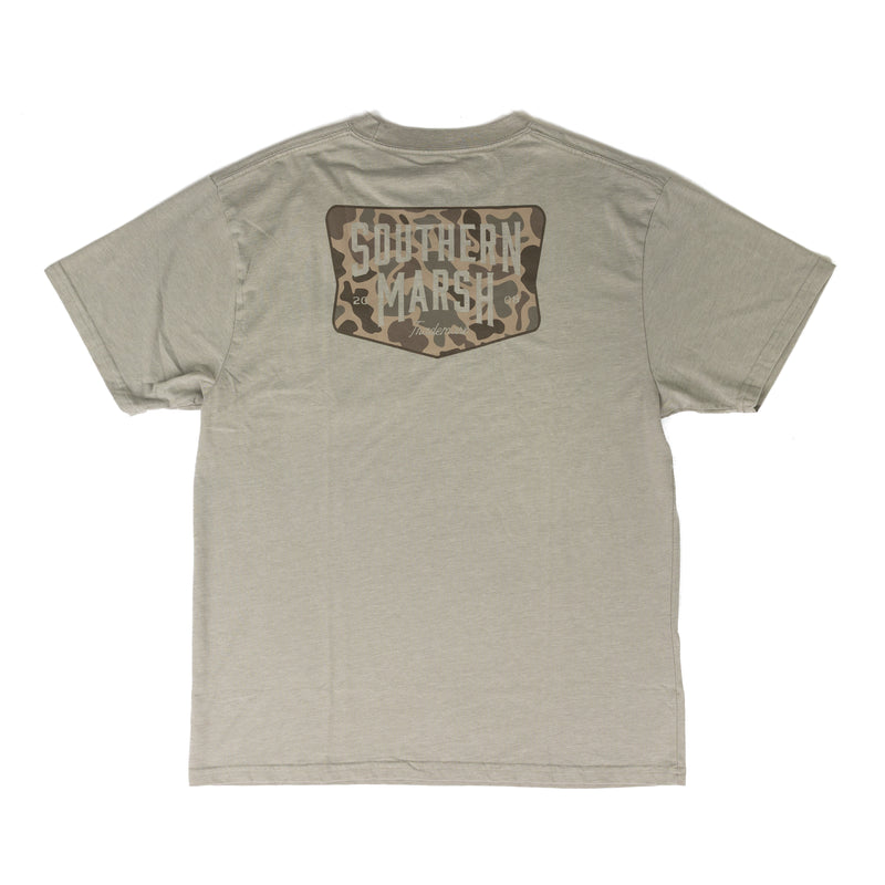 Southern Marsh Men's Gray Branding Camo Shield T-shirt TBCS-GRY