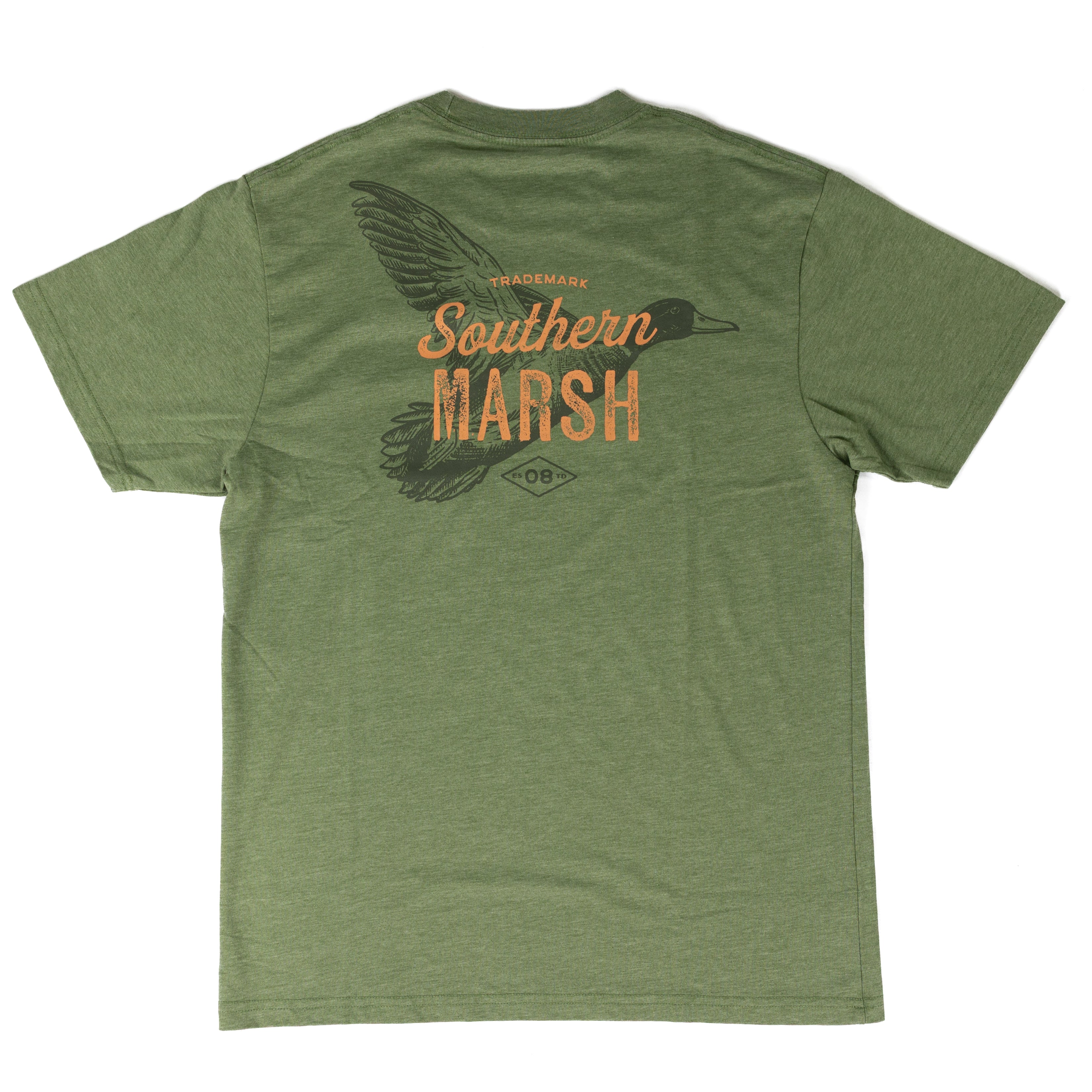 Southern Marsh Green Short Sleeve Duck Etching T-shirt TBDE-DFN