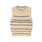 Another Love Women's Navy/Cream Alondra Sleeveless Sweater Top 