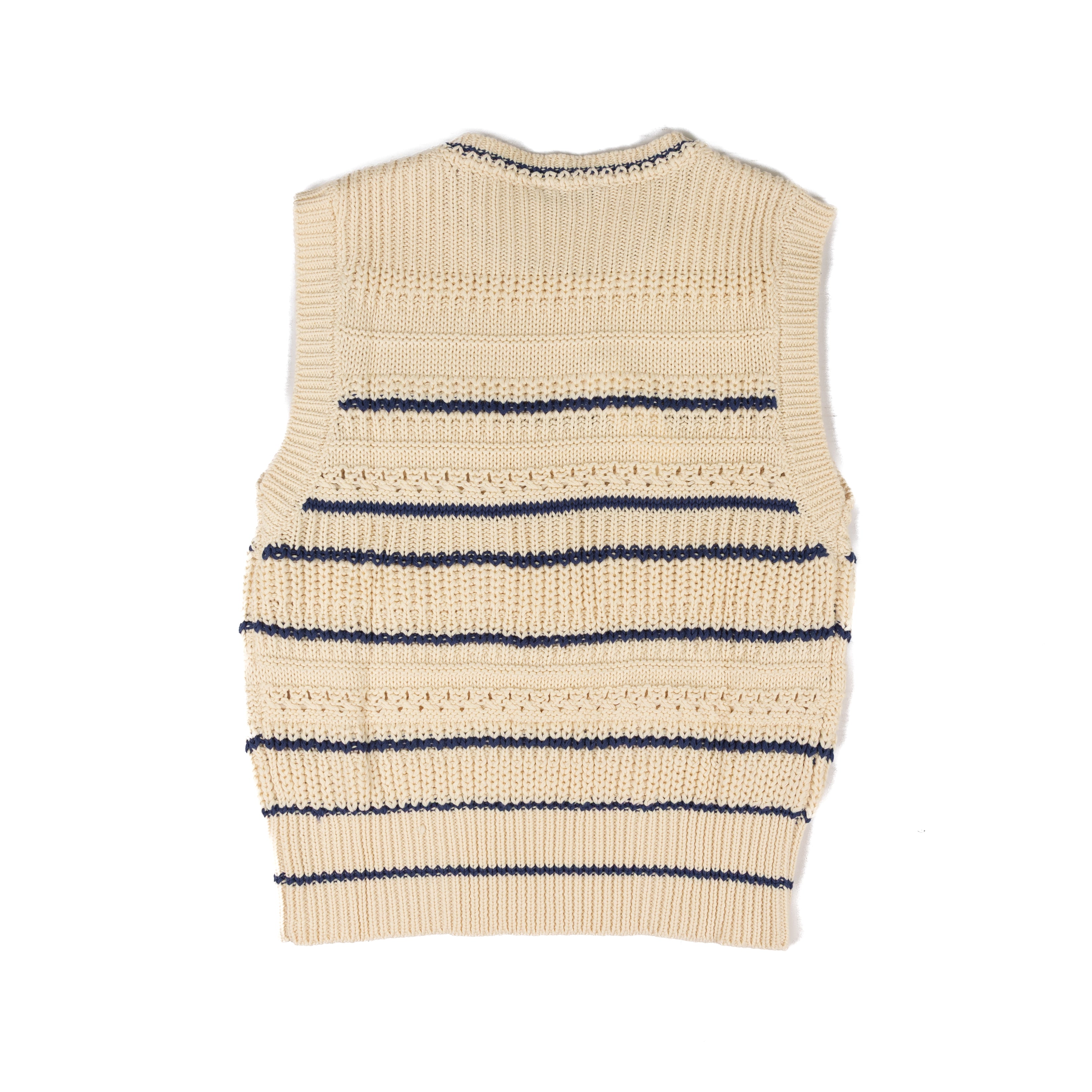 Another Love Women's Navy/Cream Alondra Sleeveless Sweater Top 