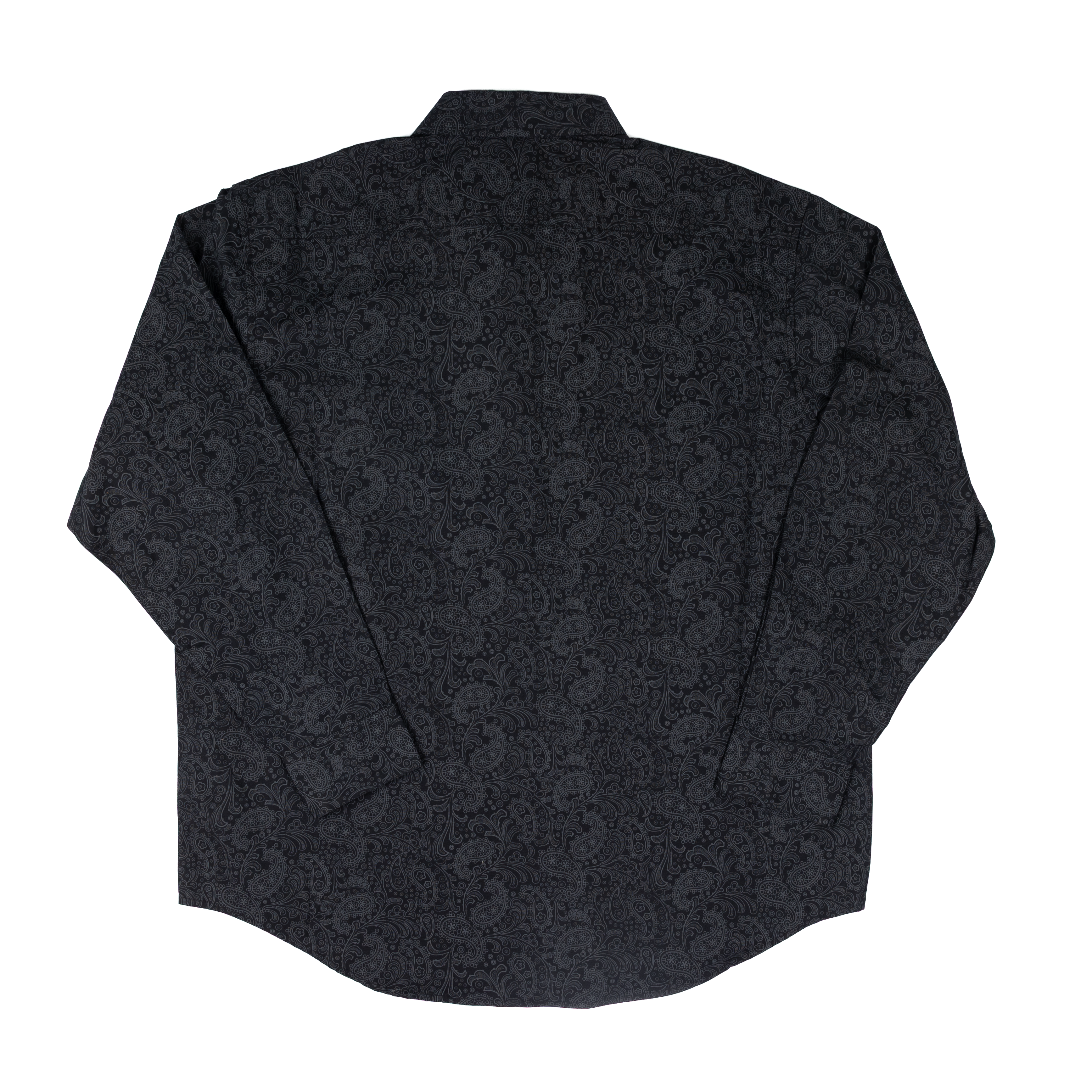  Men's Rock and Roll Denim Black Paisley Print Long Sleeve Button Up BMB2S07630